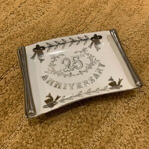 Vintage Lefton China 4653 25th Silver Wedding Anniversary Plate
